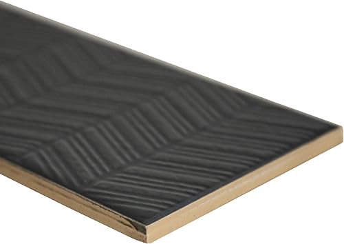 Miniatura 4 de M S International Urbano Graphite 3D Mix - Azulejo de metro de cerámica brillante para baño, cocina, pared de acento y ducha, muestra