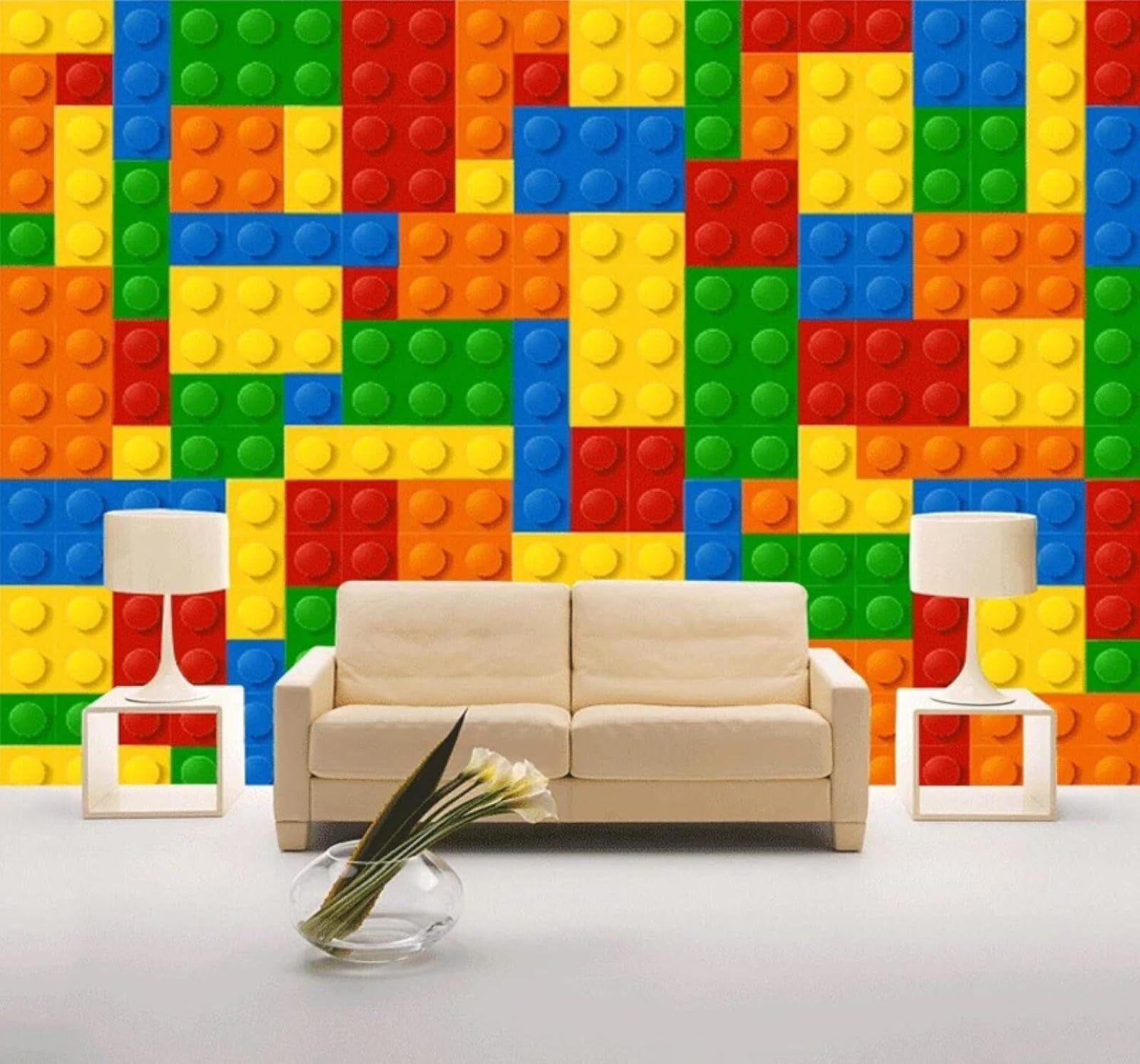 XLMING Cartoon Three Dimensional Colourful Modules Puzzle 3D Wallpaper Luxury Home Dining Decor Paste Sofa Living Room The Wall for Bedroom Mural-150cm×105cm
