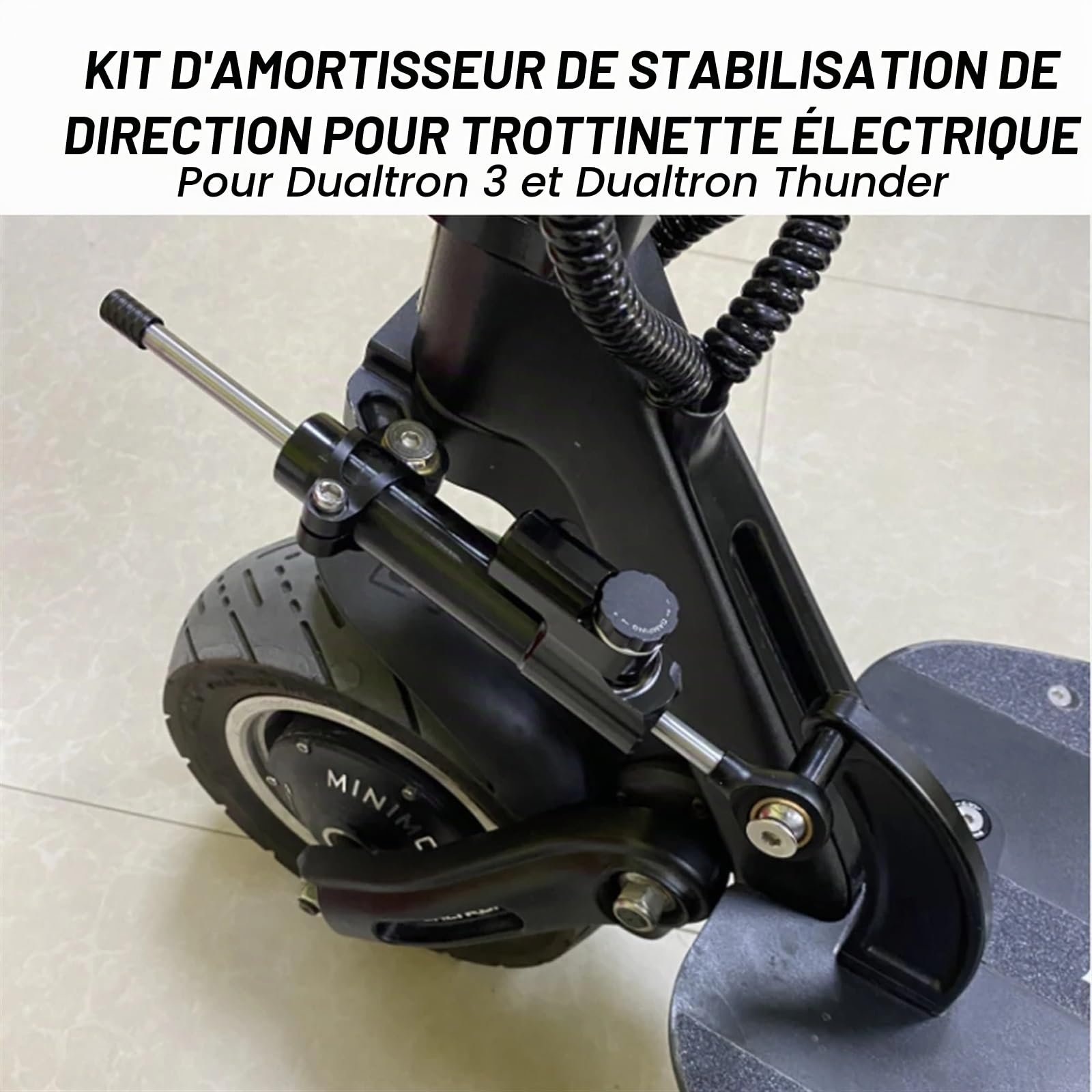 pour Dualtron Thunder II/Compact/Thunder/Victor/Dualtron 3 III/Scooter Électrique, Stabilité De Direction Kit De Montage Anti-Choc en Fiber De Carbone Amortisseur De Direction Moto(D)
