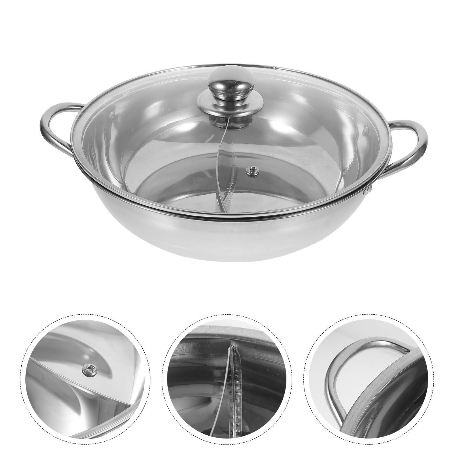 Doppelseitiger Hot Pot Topf aus Edelstahl mit Trennwand Geeignet für Induktion und Gasherd Multifunktionaler Suppentopf für Verschiedene Geschmacksrichtungen