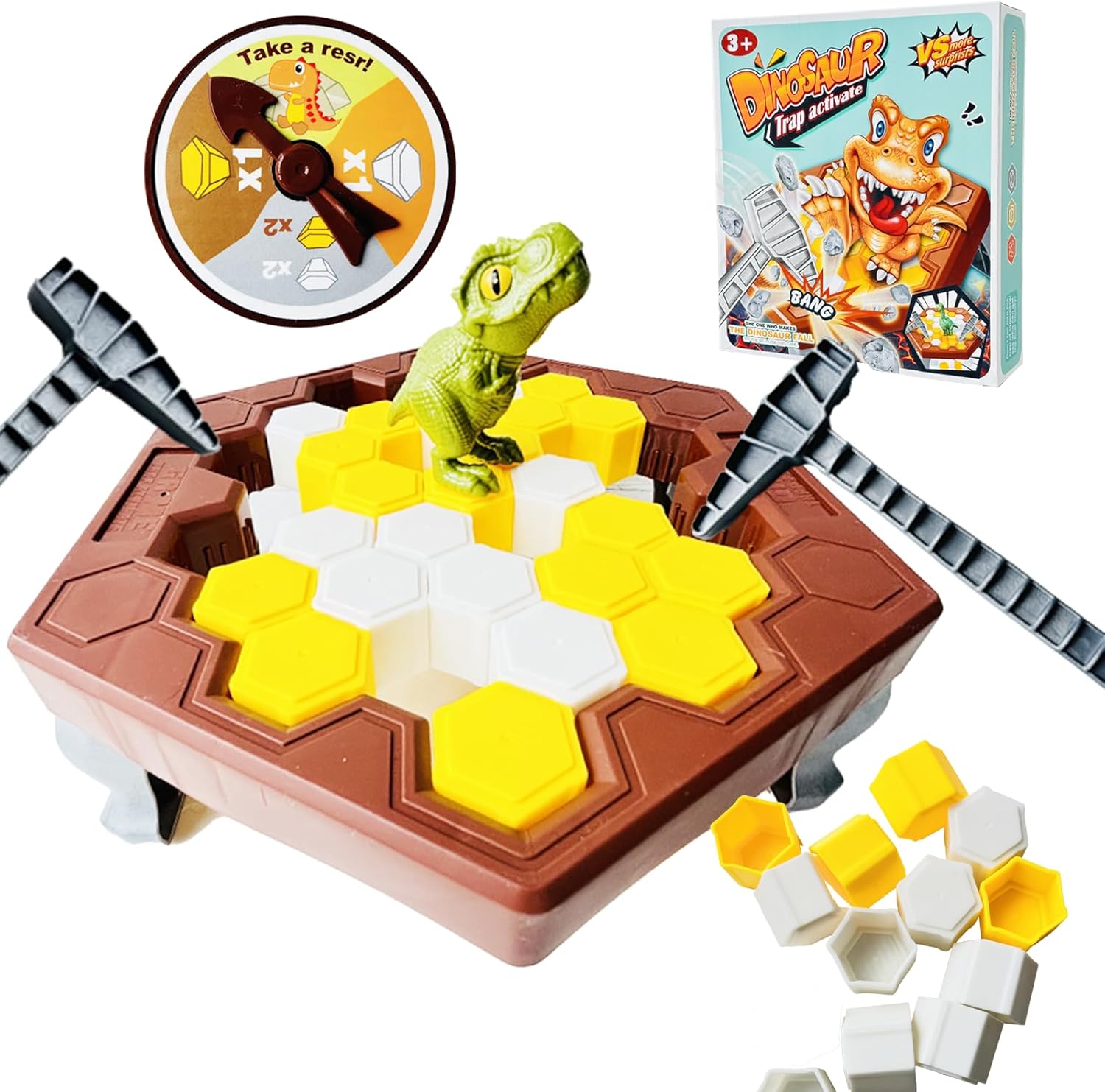 Save Dinosaur Break Ice Board Game for Kids Ages 4-8 - Dinosaur Trap Ice Breaker Table Game with Hammers and Spinner, Family Fun Puzzle Toy, STEM Gift for Boys and Girls