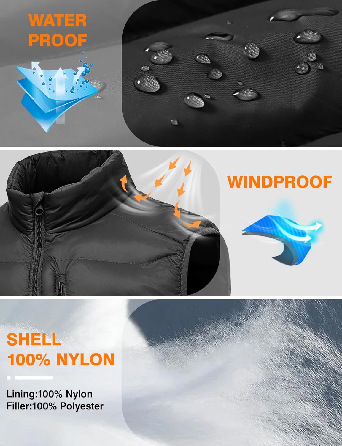 TBMPOY Men's Lightweight Puffer Vest Outerwear Puffy Winter Warm Zipper Outdoor Sleeveless Jacket for Running Travel - Image 3