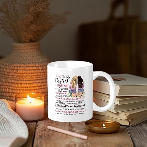 Miniatura 5 de Taza de café con texto en inglés Funny To My Bestie, Best Friends o regalos de cumpleaños para hermana del alma, mamá, tía, amigos para siempre,