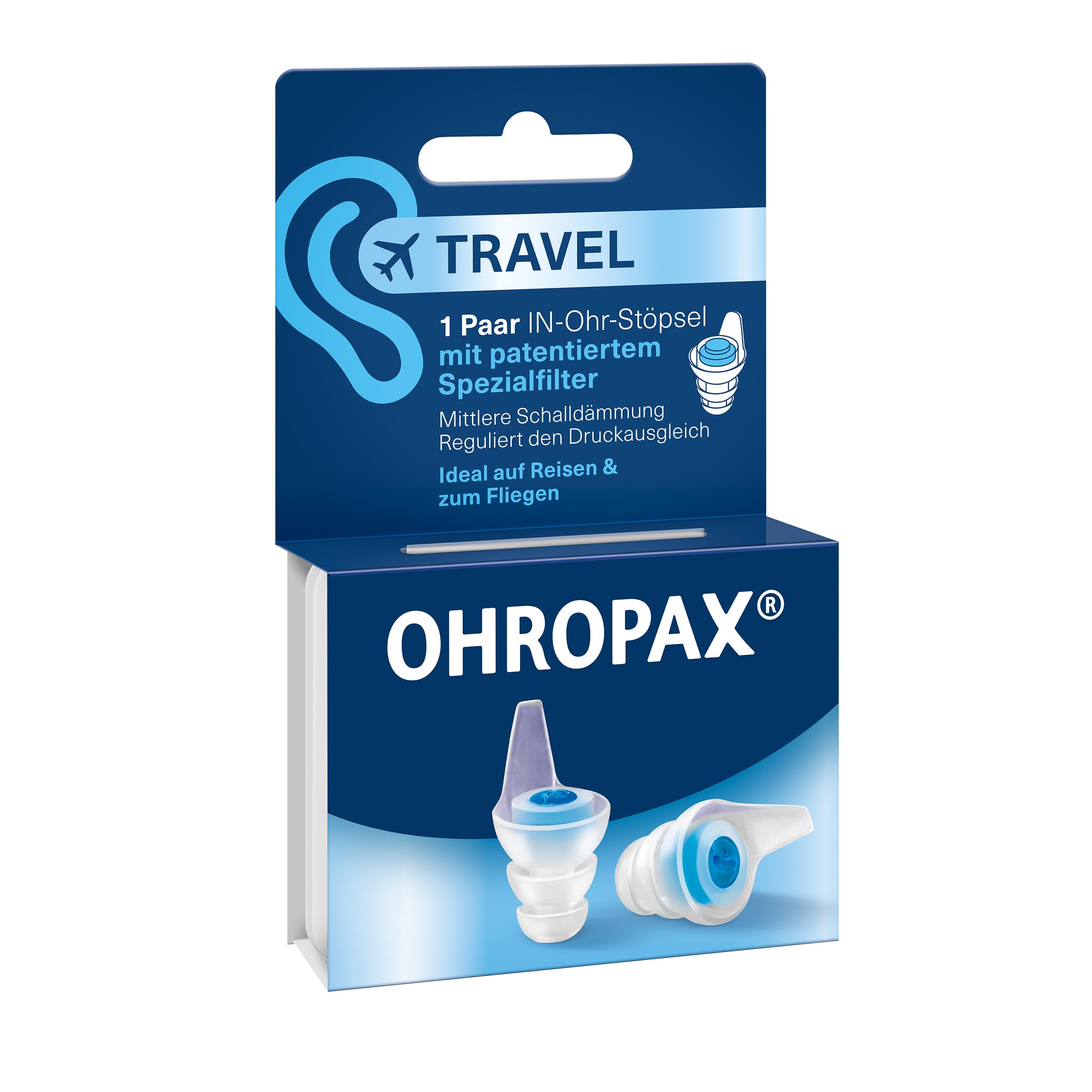 OHROPAX Travel Ohrstöpsel – Travel Ohrstöpsel mit patentiertem Filter und Druckausgleich