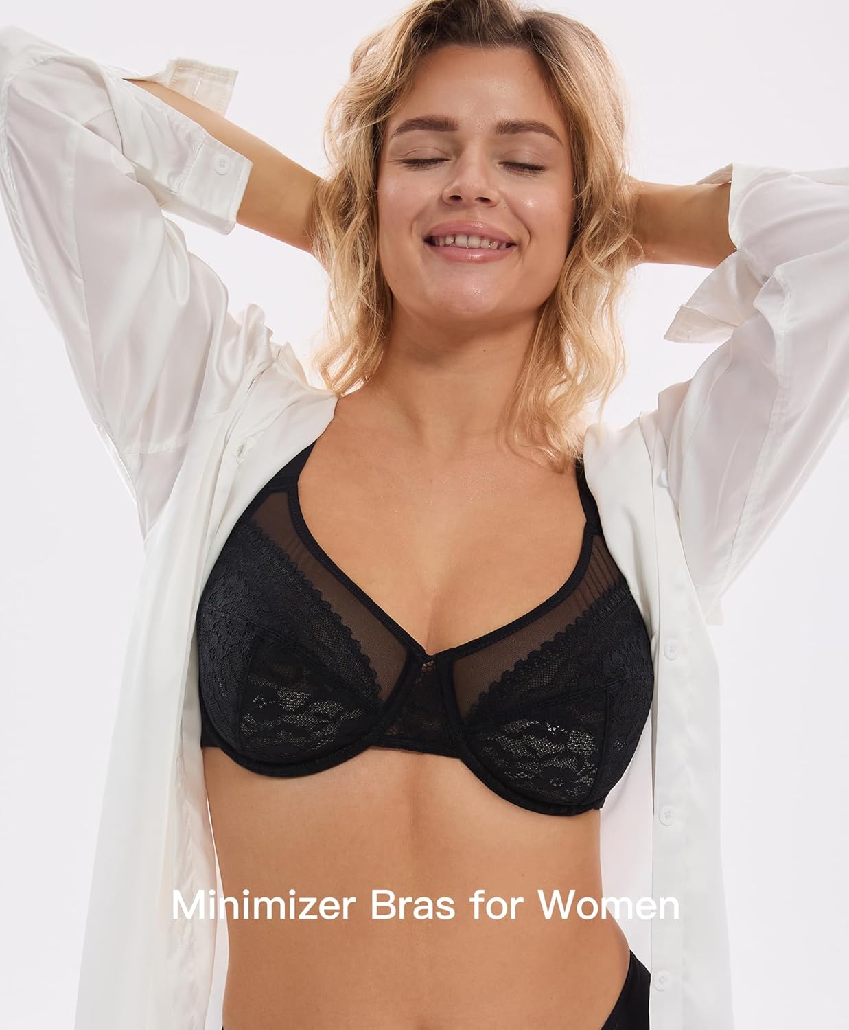 Minimizer Bras for Women Lace Unlined Underwire Full Coverage Breathable Comfortable Everyday Bra 34C-40F - Image 7