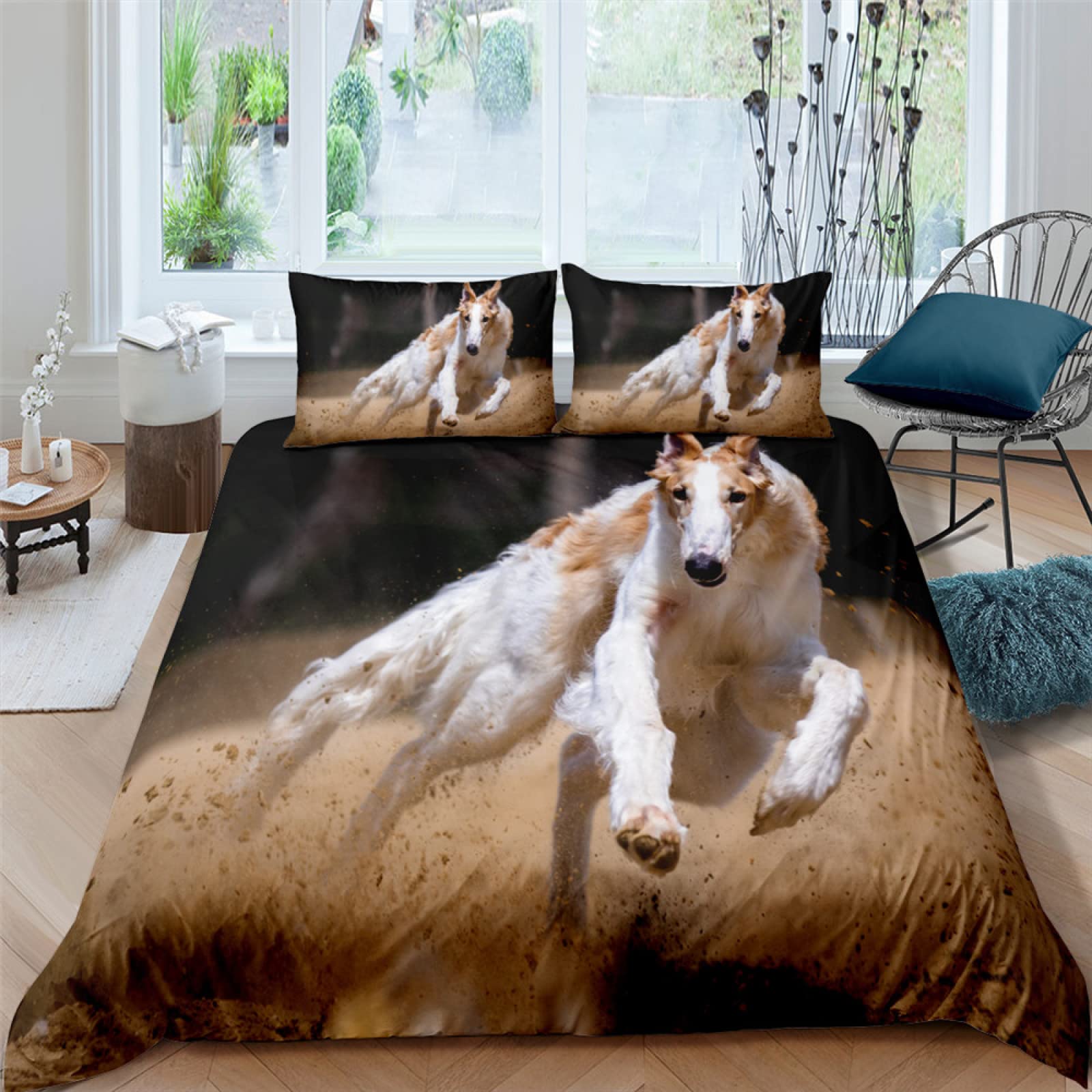 Housse de couette 90x190 enfant grauer hund hypoallergénique contre la transpiration nocturne
