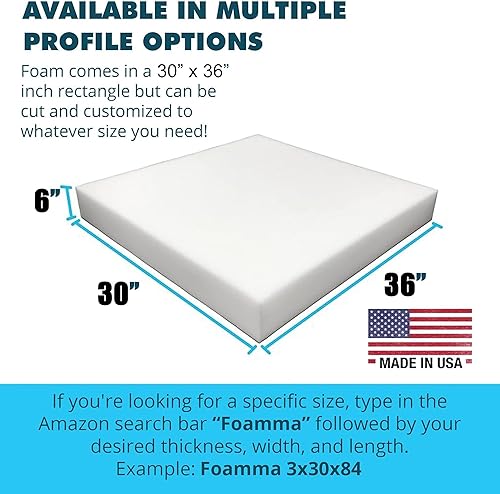 Miniatura 2 de Foamma Cojín de espuma para tapicería de alta densidad de 6 x 30 x 36 pulgadas (reemplazo de asiento, hoja de tapicería, acolchado de espuma)