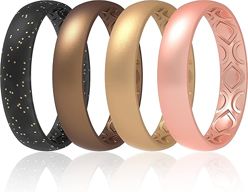 ThunderFit - Anillo de boda de silicona transpirable para mujer, patrón de eternidad, anillos de aniversario, alianzas de 532 pulgadas de ancho y