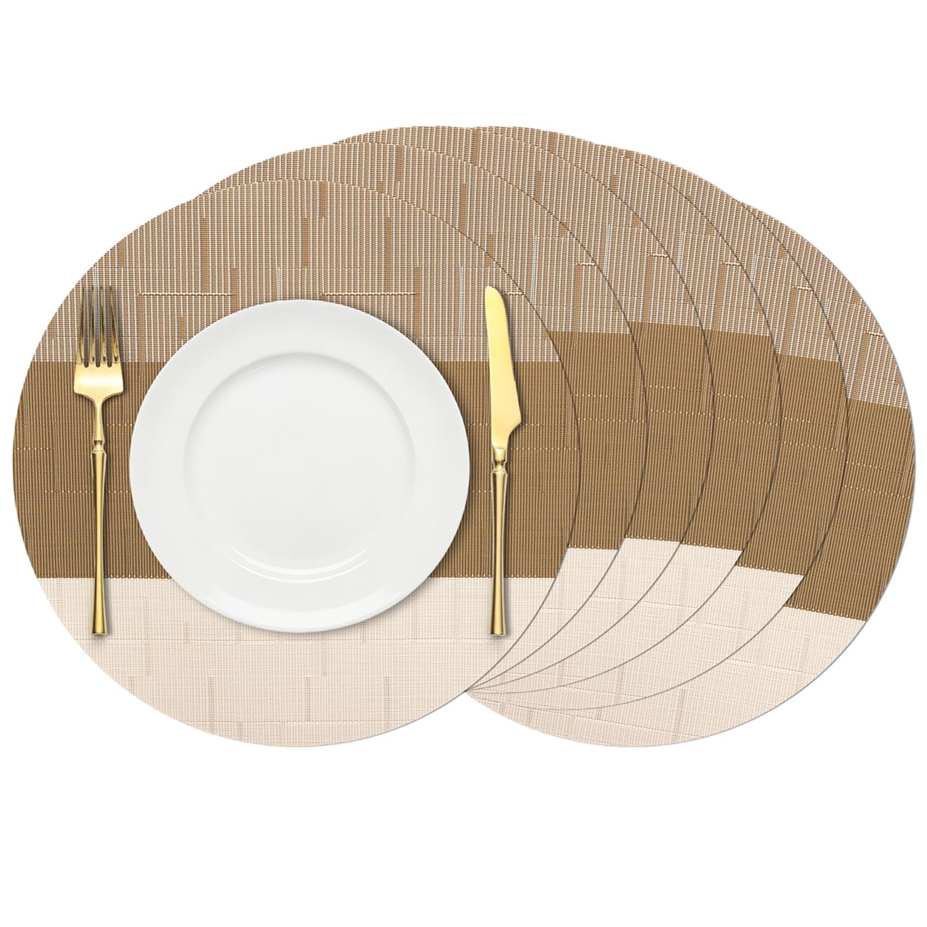 Chitomars Round Placemats Set of 6, 15 Inch Vinyl Heat Resistant Place Mats