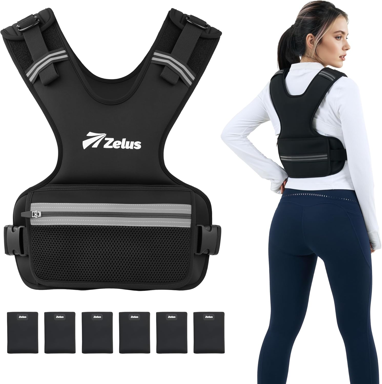 ZELUS Weighted Vest, Z-Fit Soft Iron Adjustable Weighted Vest for Women and Men, Ultra Thin Weight Vest for Home Gym Strength Training Weight Loss Workout, 08-14lb/11-20lb/20-32lb.