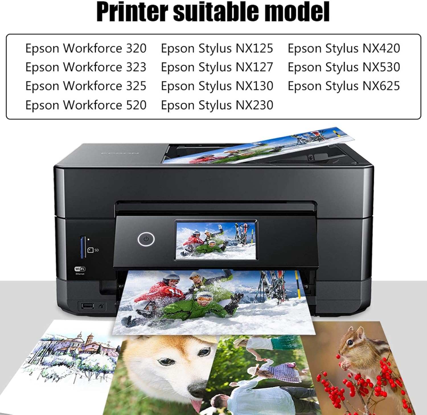 NoahArk 5 Packs T125 Remanufactured Ink Cartridge Replacement for Epson 125 use for Epson Stylus NX125 NX127 NX230 NX420 NX530 NX625 Workforce 320 323 325 520 Printer (5 Black)