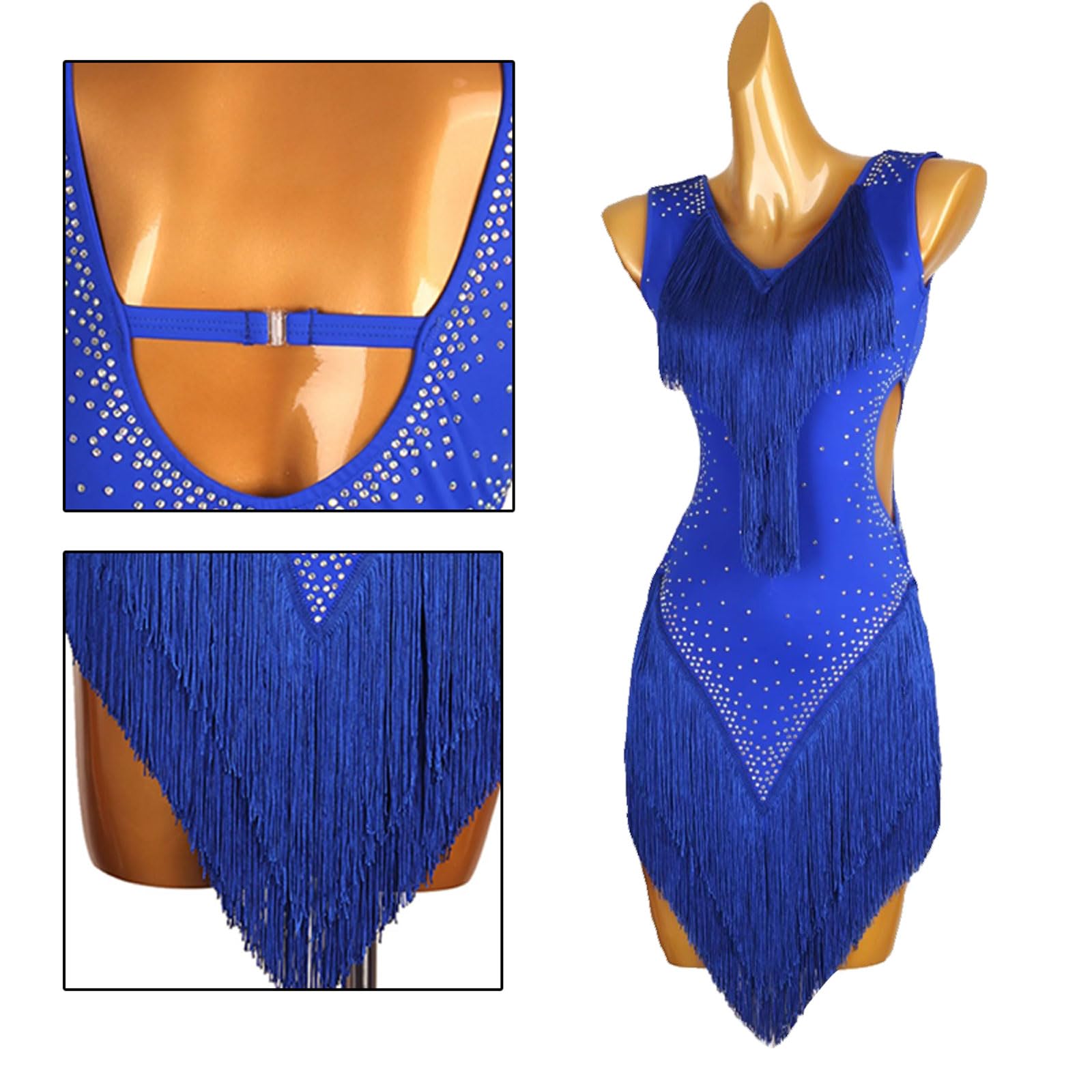 Vestido de Actuación de Danza Latina para Mujeres Disfraces de Baile Salsa Cha Cha Sin Mangas Falda de Práctica para Rumba Samba Vestidos de Baile Profesionales