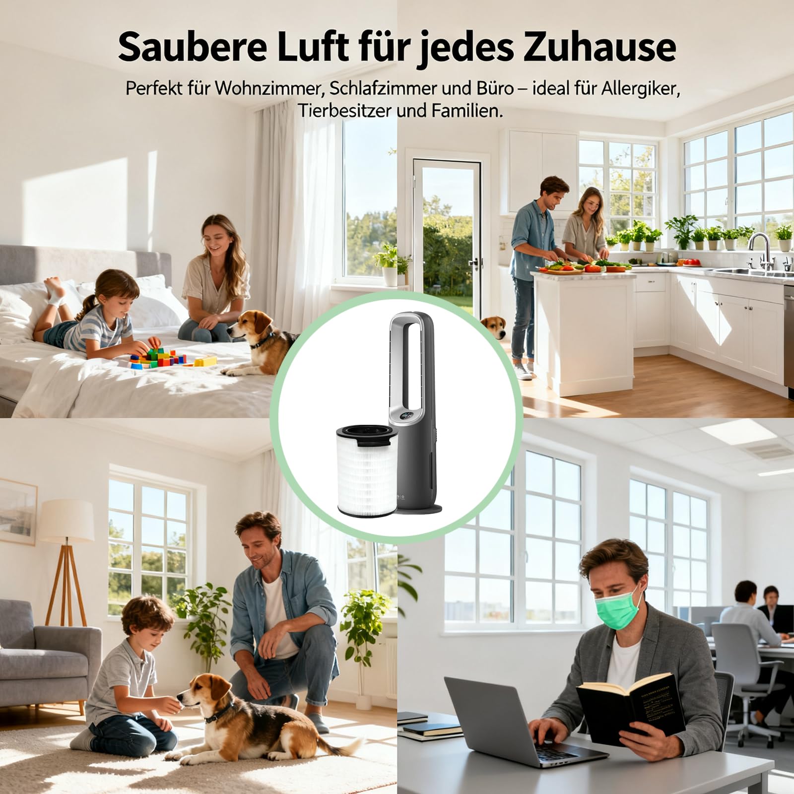 FYM860 filtr zamienny do oczyszczacza powietrza AMF870/15 i AMF765/10 – filtr HEPA 3 w 1 z węglem aktywnym i filtrem wstępnym FYM860/30, trwały 4-6 miesięcy, do pyłków, sierści zwierząt, zapachów i