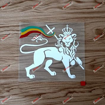 6 Lion of Judah Decal Sticker Car Vinyl Rasta Rastafari Flag Jamaica Ethiopia White Tricolor sda3