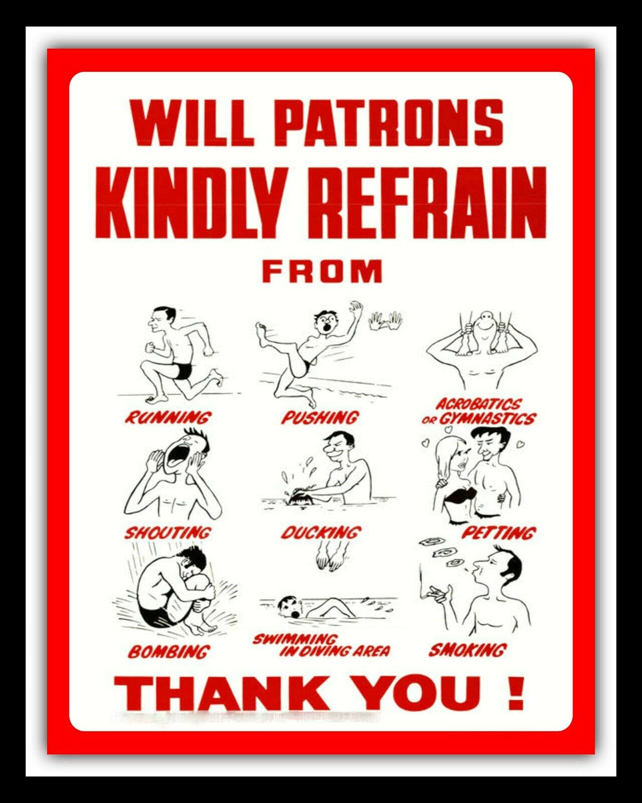 GQWJKSZ Aluminum Metal Sign Will Patrons Kindly Refrain From Swimming Pool Hot Tub Patio Cafe Gym Decor 8x12 inch