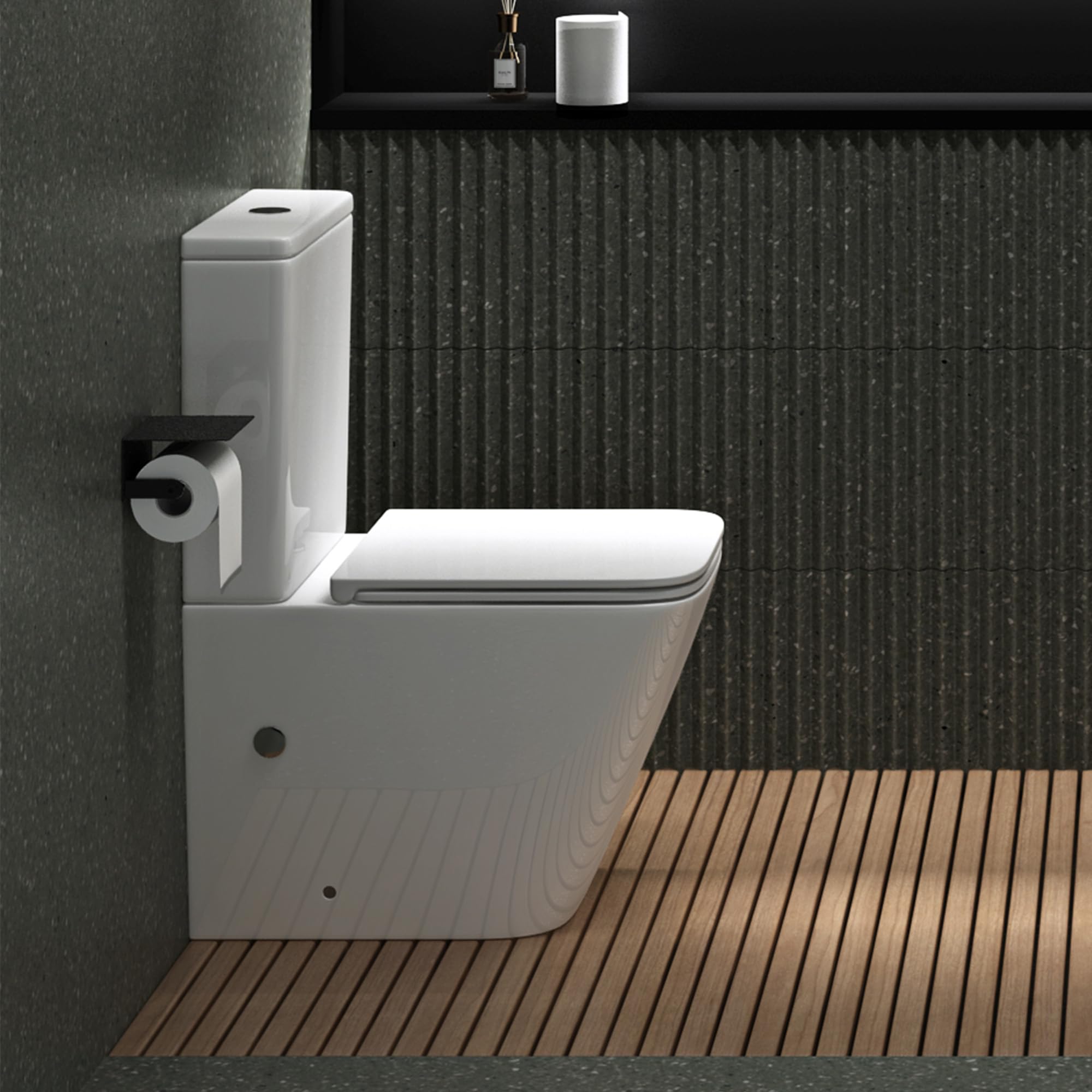 Mai & Mai WC à Poser sans Bride, Toilette Blanc, 36x63x82cm | Fabriqué en Céramique, Complet Abattant avec Frein de Chute, S112T