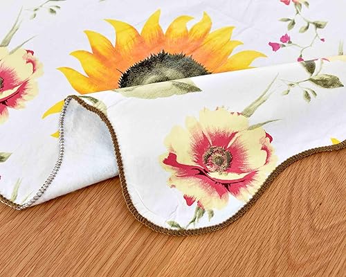 Miniatura 6 de Mantel de girasol impermeable de 60 x 104 pulgadas, mantel floral de vinilo con reverso de franela para mesas rectangulares, comedor de primavera y
