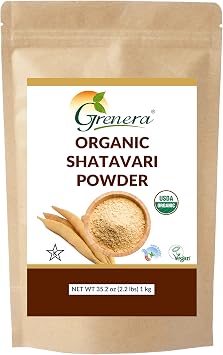 Grenera Organic Shatavari Powder |USDA Certified Shatavari Root | Single Ingredient, Non GMO & Gluten Free | Asparagus racemosus | Easy Mix for Drinks & Tea | Resealable Bag 2.2lbs 1 kg