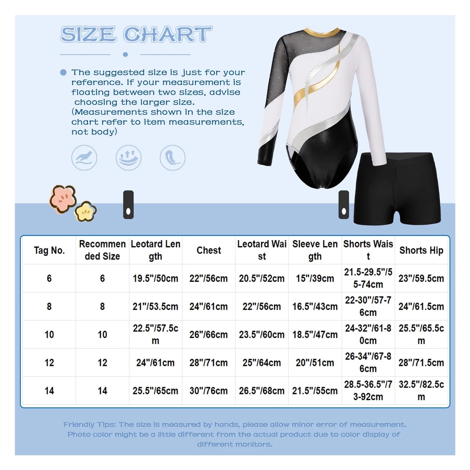 Maillot Gimnasia Ritmica NiñA Leotardo de gimnasia de manga larga con diamantes de imitación brillantes for niños y niñas, conjuntos de Ropa de baile for competición de baile, mono de patinaje(White,8