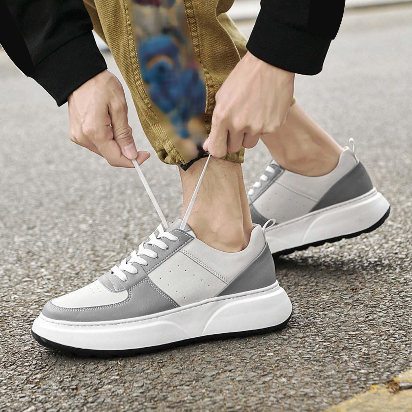 Sneakers da uomo con suola spessa per il tempo libero, comode con lacci traspiranti, sneakers da passeggio antiscivolo