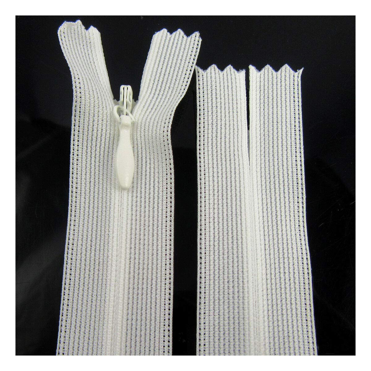 Pack of 10 Concealed No.3 Invisible Nylon ZIPS *19 Colours * 8 Sizes * Closed END Zip Sewing Repairs, 10 Inch
