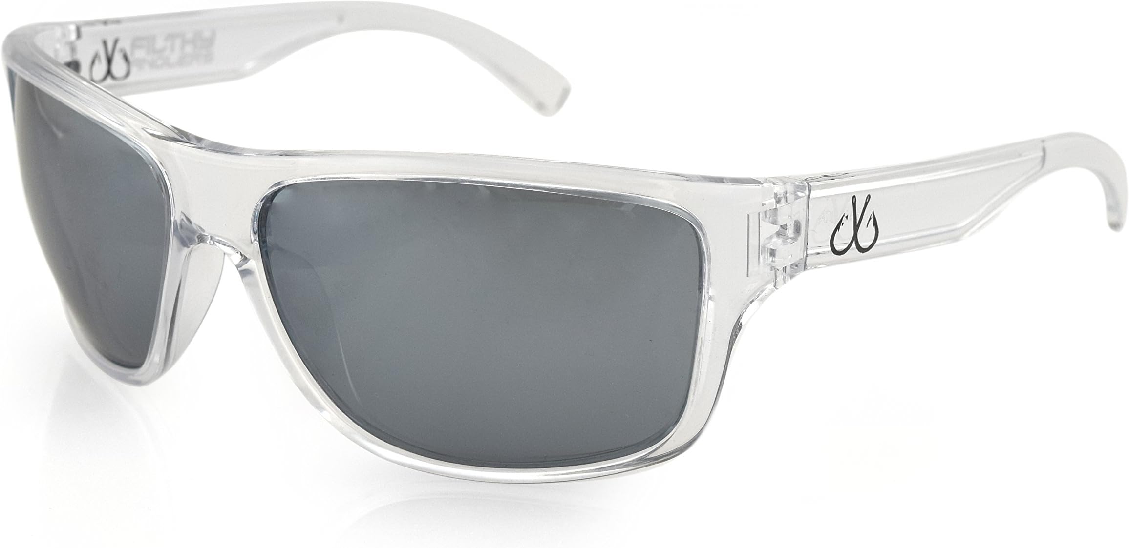 Filthy Anglers Superior Polarized Polycarbonate Men's Fishing Sunglasses Clear Frame Wraparound Frame Flash Silver Mirror Lens