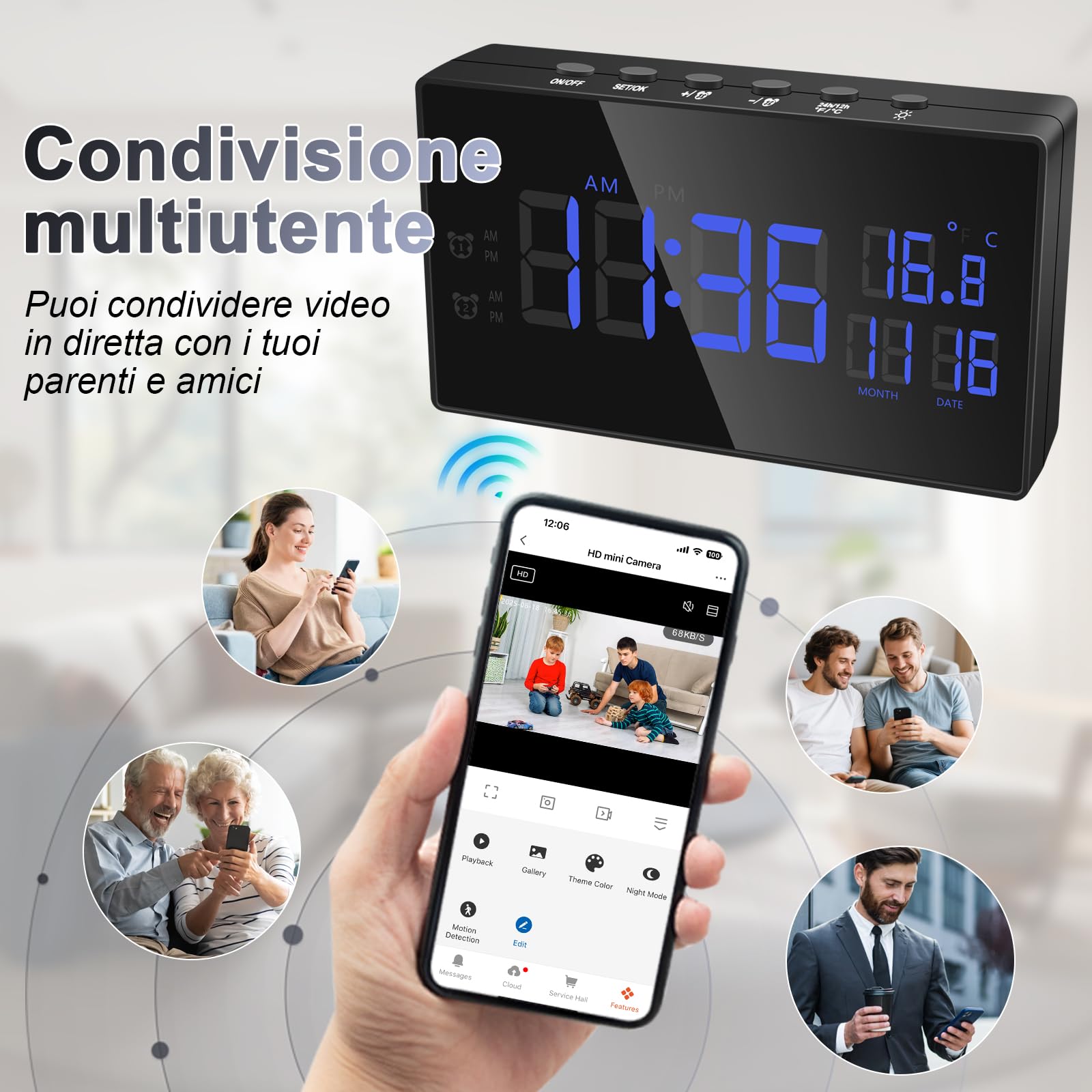 CYI Telecamera Nascosta Orologio, Microcamera Spia WiFi Invisibile 5G, Mini Videocamera Spia Portatile HD1080P con Visione Notturna Rilevamento del Movimento Per uso interno in casa, ufficio, ecc.