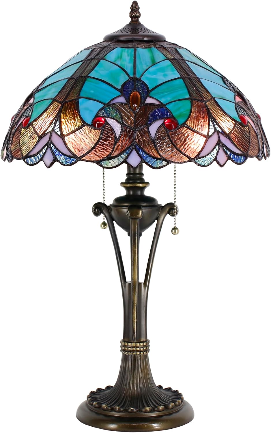 Tiffany Table Lamp Green Liaison Stained Glass Desk Lamp 16X16X24 Inches Reading Light