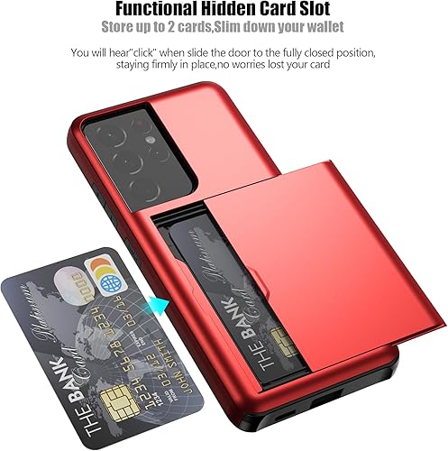 Miniatura 9 de Nvollnoe Funda para Samsung S20 FE con tarjetero de doble capa protectora resistente para Galaxy S20 FE, ranura para tarjetas oculta, funda delgada