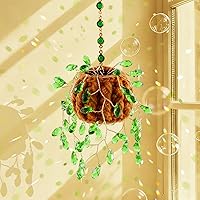 FOGWOWO Beaded Succulent Plant Suncatcher - Crystal Sun Catcher Window Hanging with Chain, Gifts for Plant Lovers, Home Garden Decor