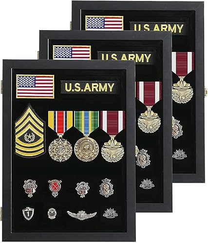 Miniatura 25 de VERANI Vitrina de pines de 16 x 25 pulgadas, caja de exhibición de medallas militares, marco de exhibición de medallas militares con protección UV