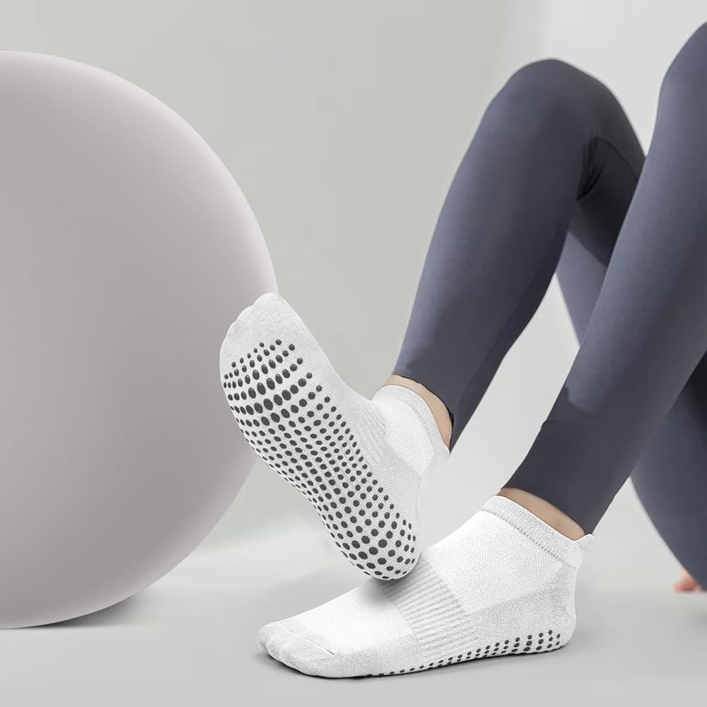 Vancle 4 Paires Chaussettes Yoga Pilates Femmes Filles, Coton