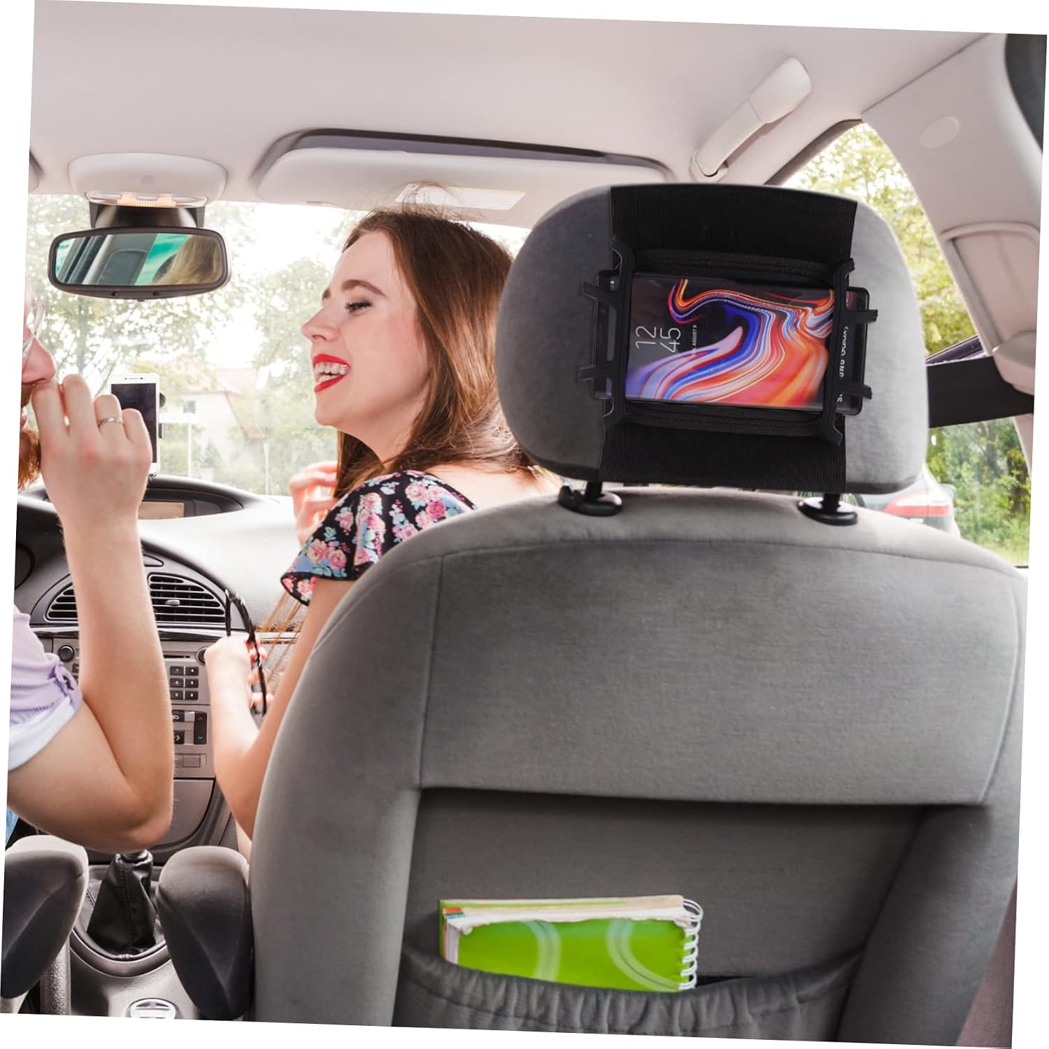 Housoutil Tablet Headrest Mount Adjustable Nylon Silicone Rotatable Black image 3