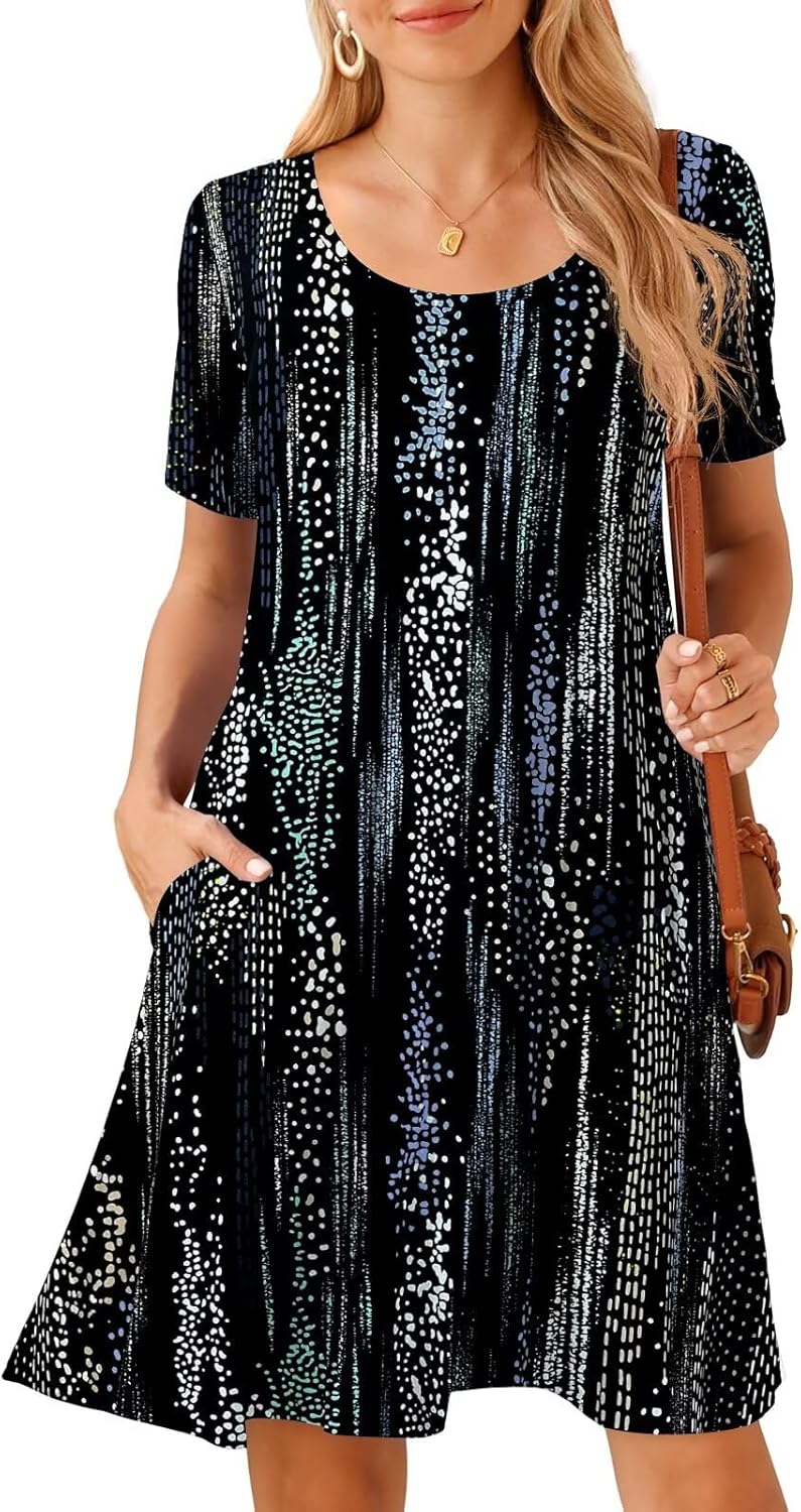 BELAROI Womens Plus Size Casual Dresses Summer Tshirt Dress Swing Short Sleeve Vacation Beach Coverup