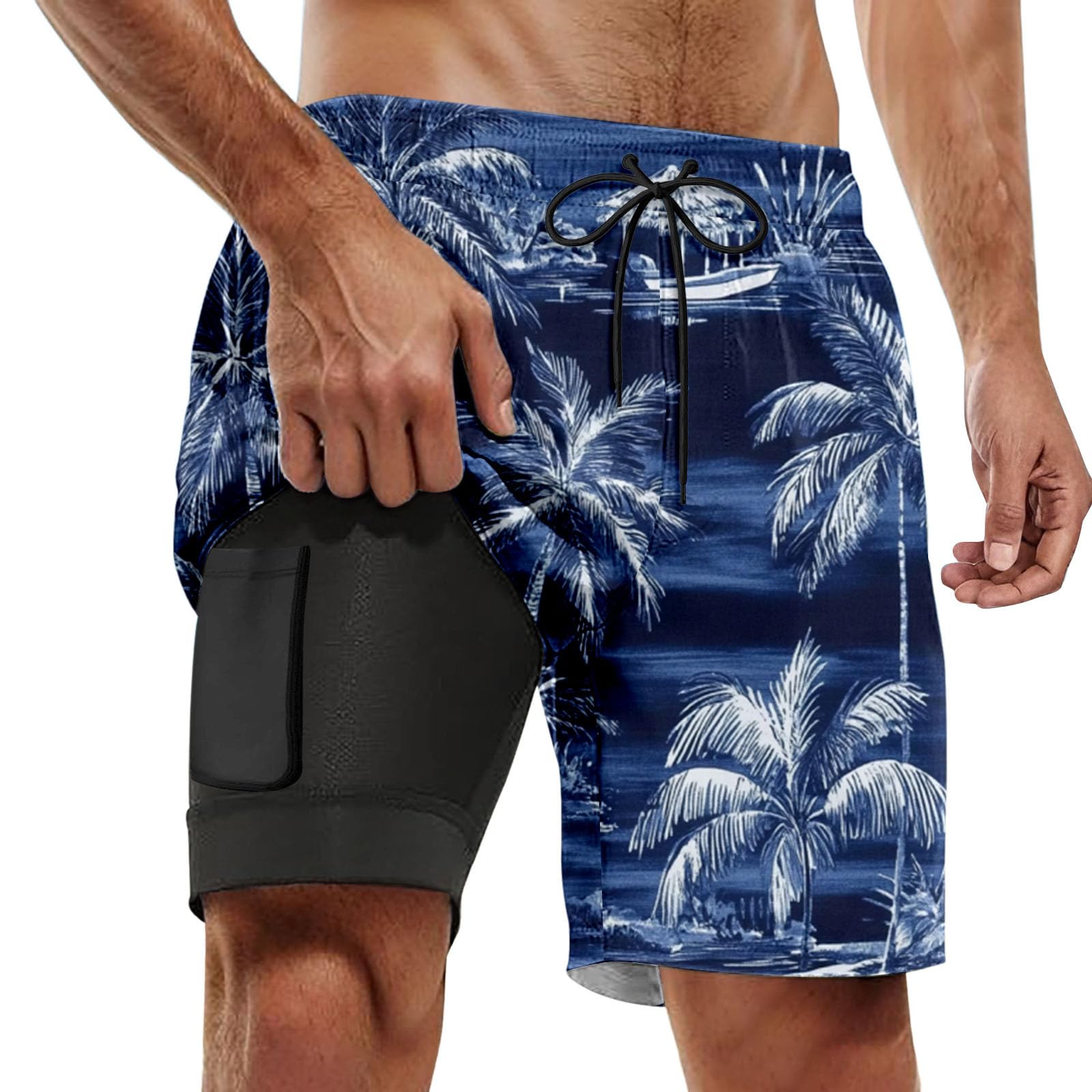 Générique Maillot Short de Bain Homme,Short Musulman, Piscine Surf Séchage Rapide Hawaïen Homme Boxer Soluble doublé pour