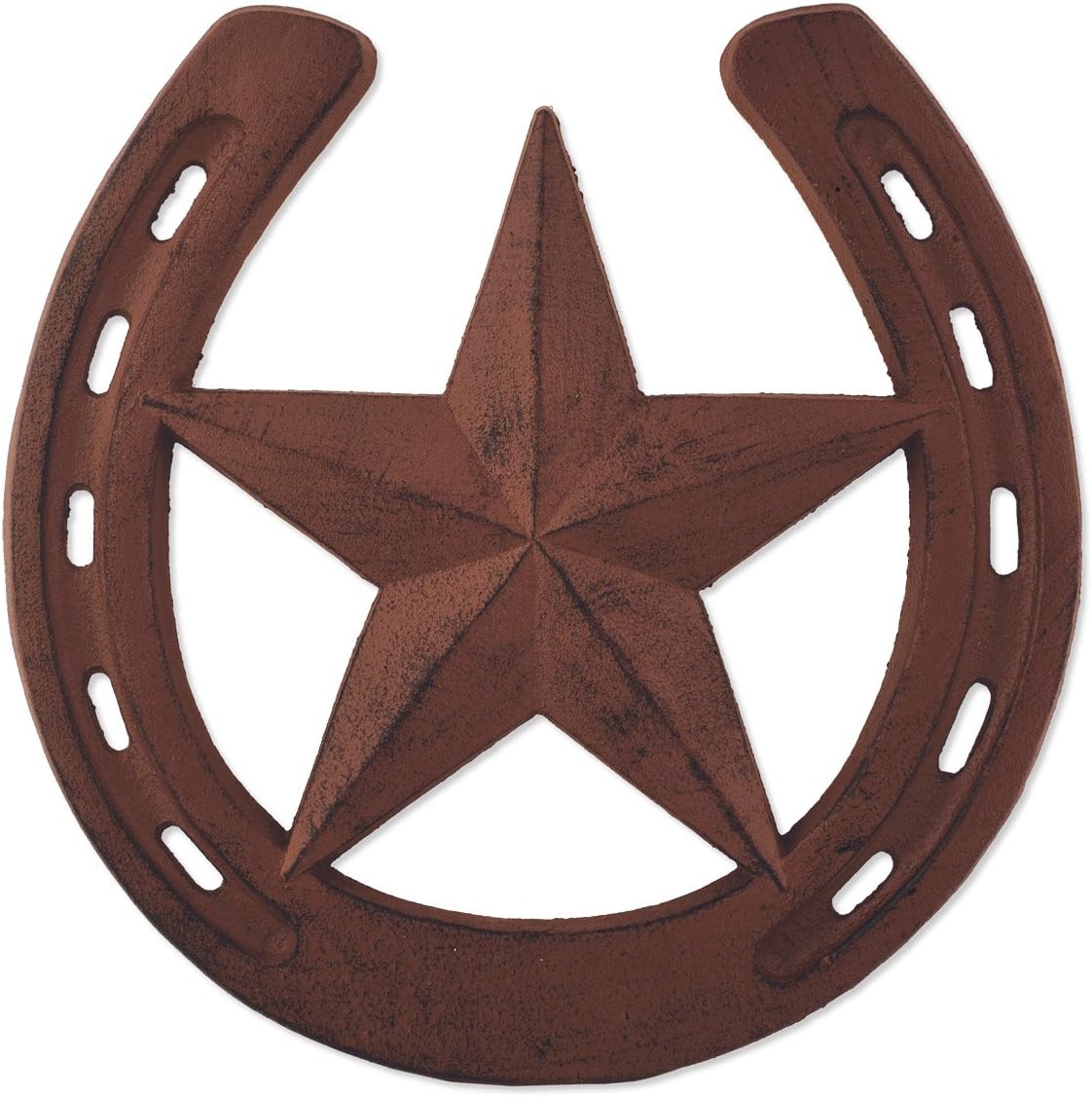 Sunset Vista Designs Horsing Around Cast Iron Horse Shoe with Star Stepping Stone, 10-Inch Diameter