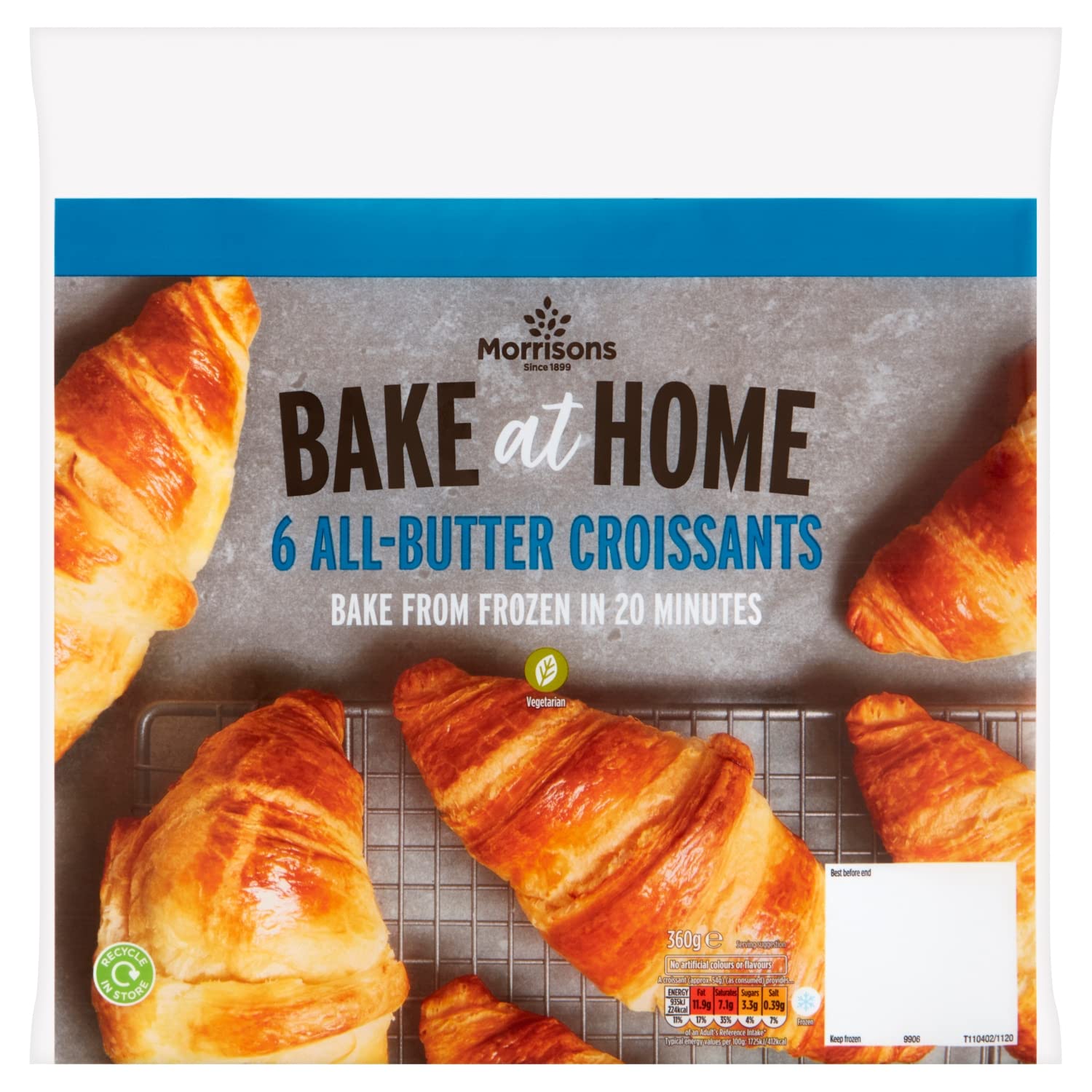 Morrisons Bake at Home 6 All-Butter Croissants 360g (Frozen)