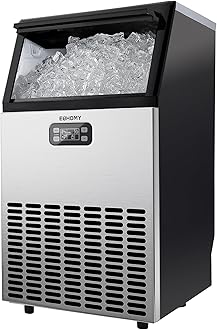 EUHOMY Commercial Ice Maker Machine, 100lbs/24H Stainless Steel Under Counter ice Machine with 33lbs Ice Storage Capacity, Freestanding Ice Maker.