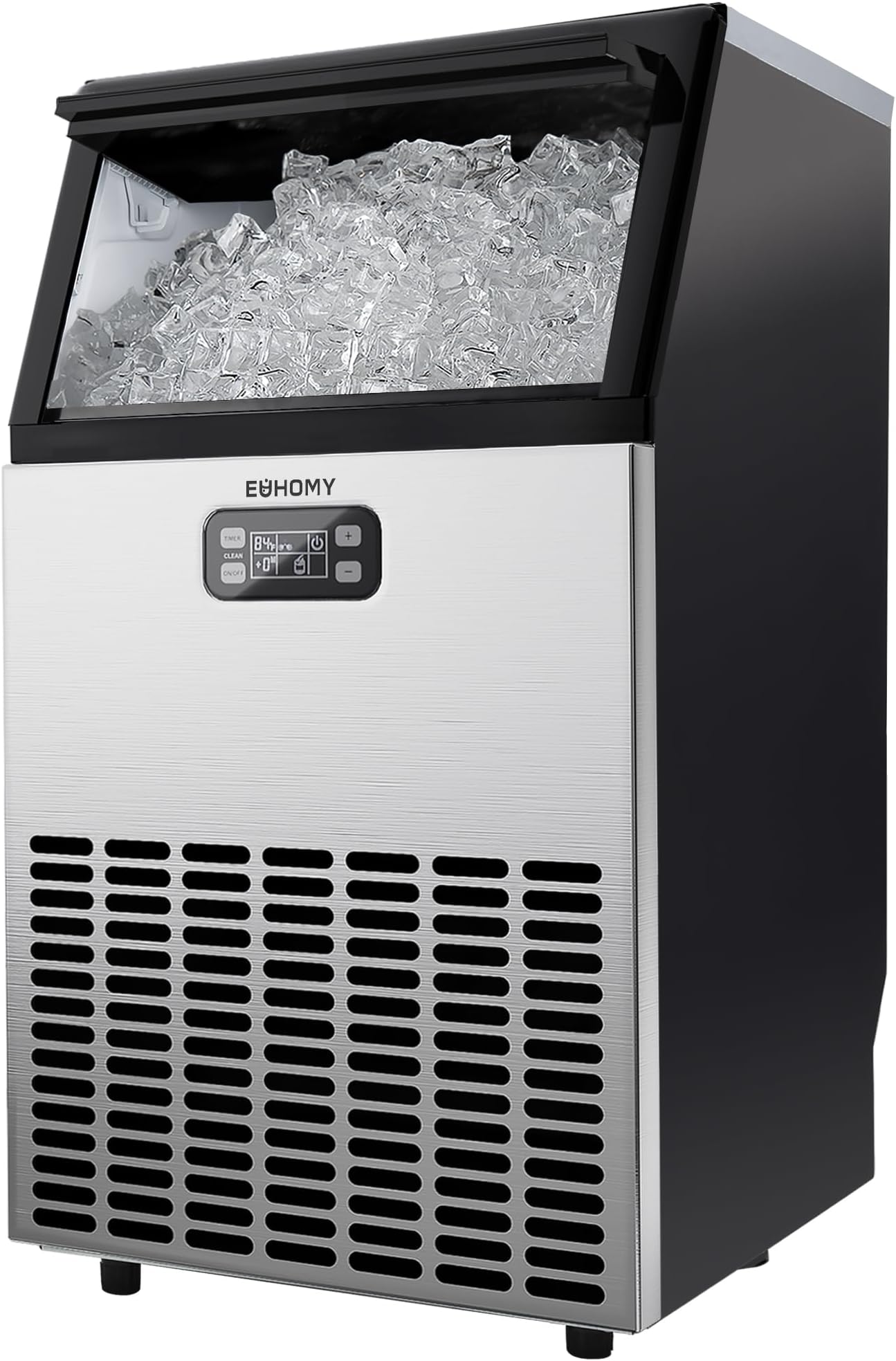 EUHOMY Commercial Ice Maker Machine, 150lbs/24H Stainless Steel Under Counter ice Machine with 33lbs Ice Storage Capacity, Freestanding Ice Maker.