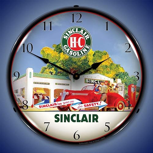 Miniatura 2 de Sinclair Station - Reloj de pared LED, retro, vintage, iluminado, 14 pulgadas