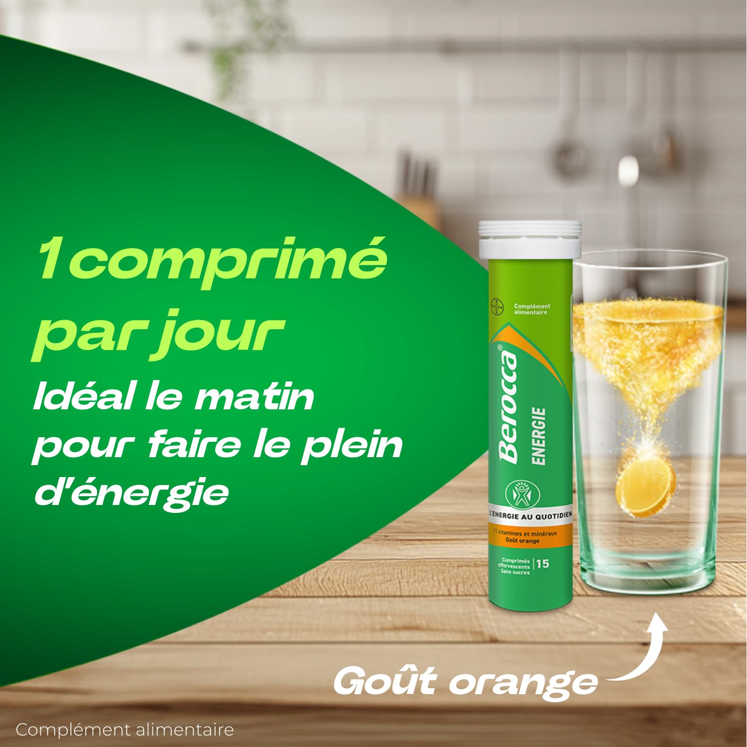 Berocca Energie Orange - Multivitamines et Minéraux - Vitamine C, B3, B5, B1, B12, Calcium, Magnésium et Zinc - Complément alimentaire - Aide à réduire la fatigue - 2x45 comprimés effervescents