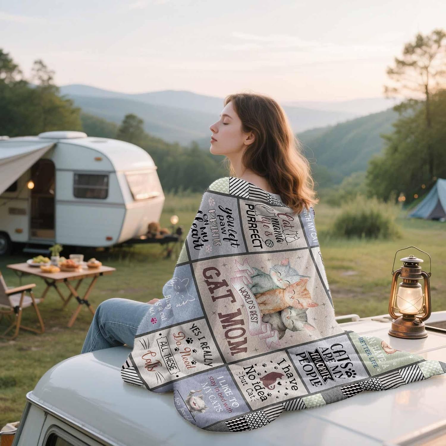 Cat Mom Gift for Woman, Cats Lover Blankets for Women, Cat Mom Blanket 60"X50", Cats Blankets for Women Girl - Image 4