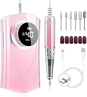 Electric Nail Drill Machine Professional, Cordless Rechargeable Nail Dri...