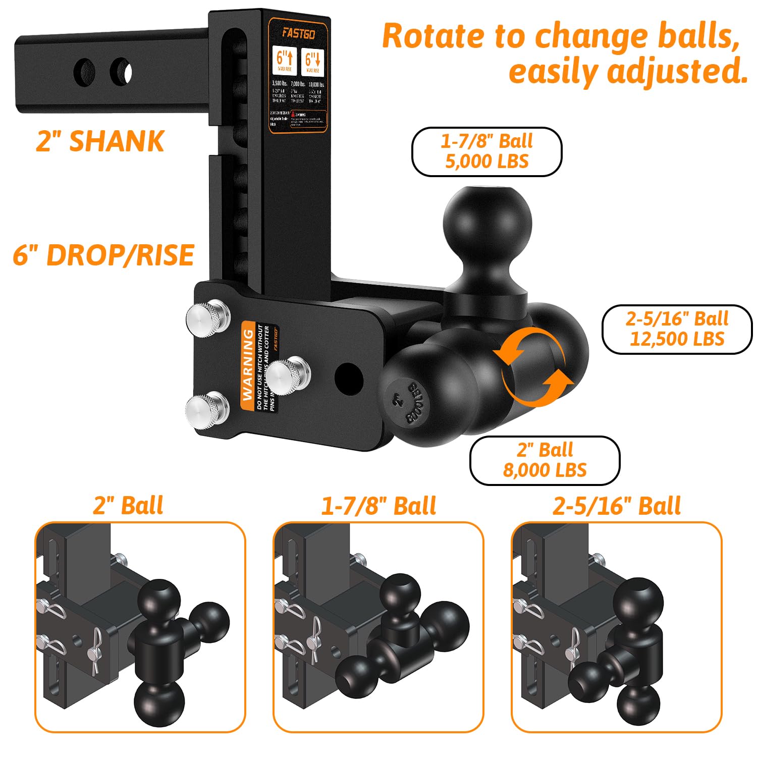 Amazon.com: Fastgo Trailer Hitch, Adjustable Trailer Hitch