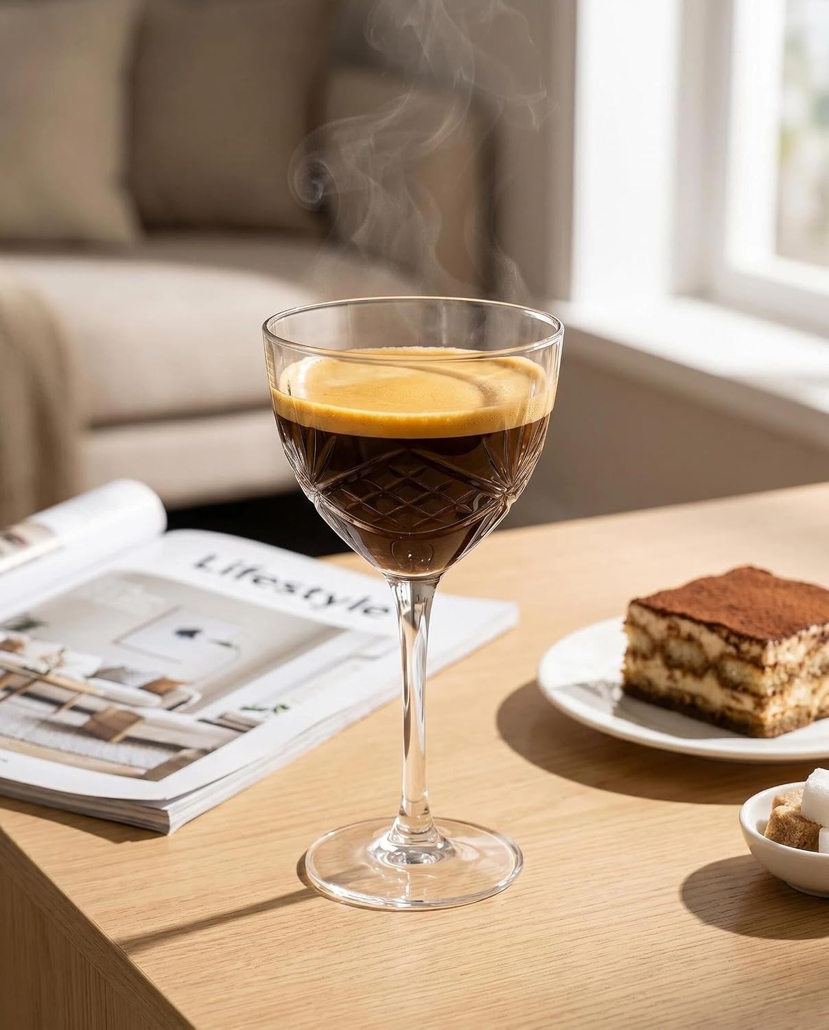5oz Nick and Nora Cocktail Glass,Vintage Designs,Set of 2 Foam&Gift Box,Lead-Free Crystal, Coffee Table Decor, Hot Espresso Coffee,Dishwasher Safe, Unique for Housewarming&Holiday Gifts