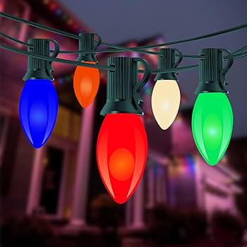 Vintage C9 LED Christmas Lights Outdoor, 25 Feet C9