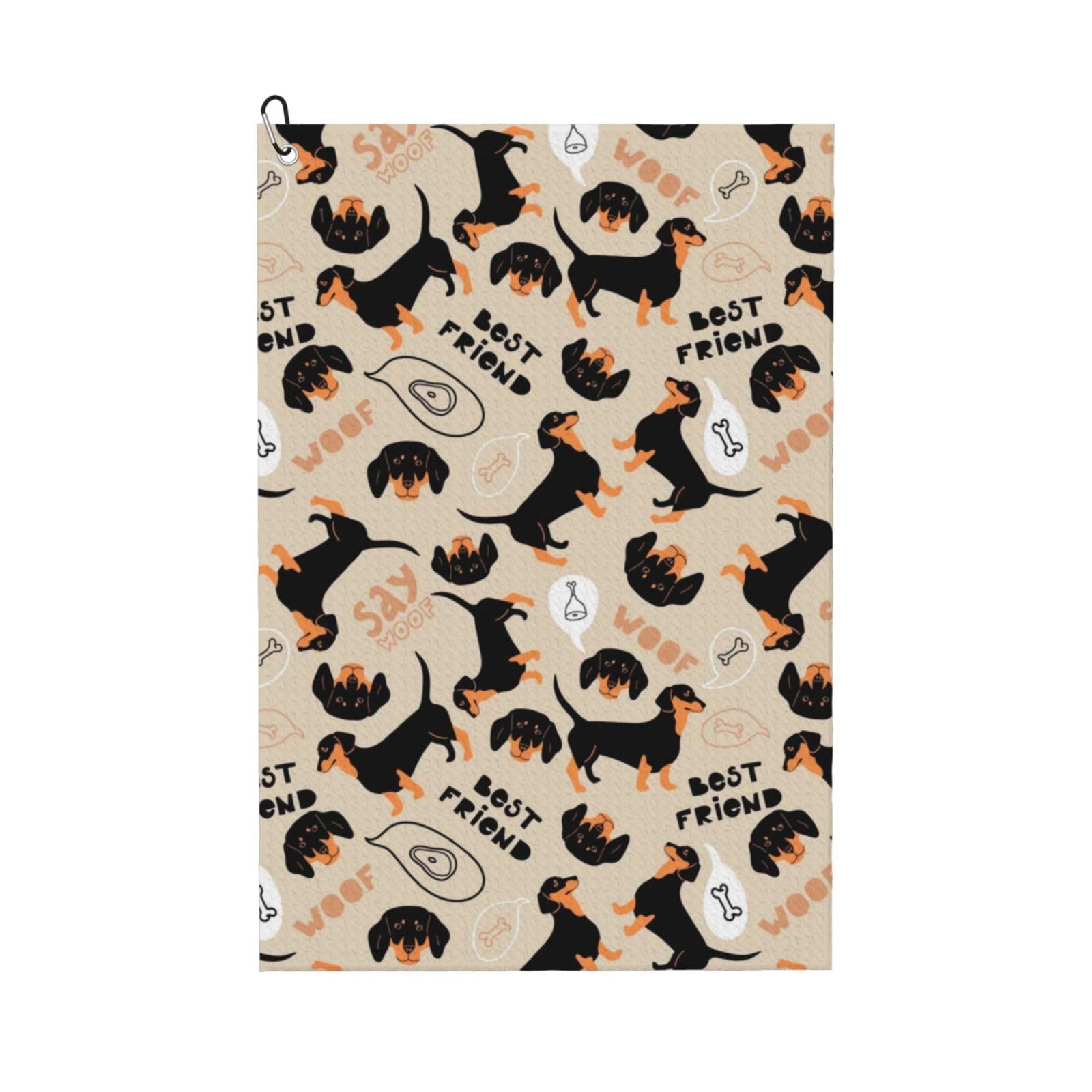 Hnnkloy Dachshund, 16x24 in Portable Waffle Golf Towels with Carabiner Clip for Golf Bag