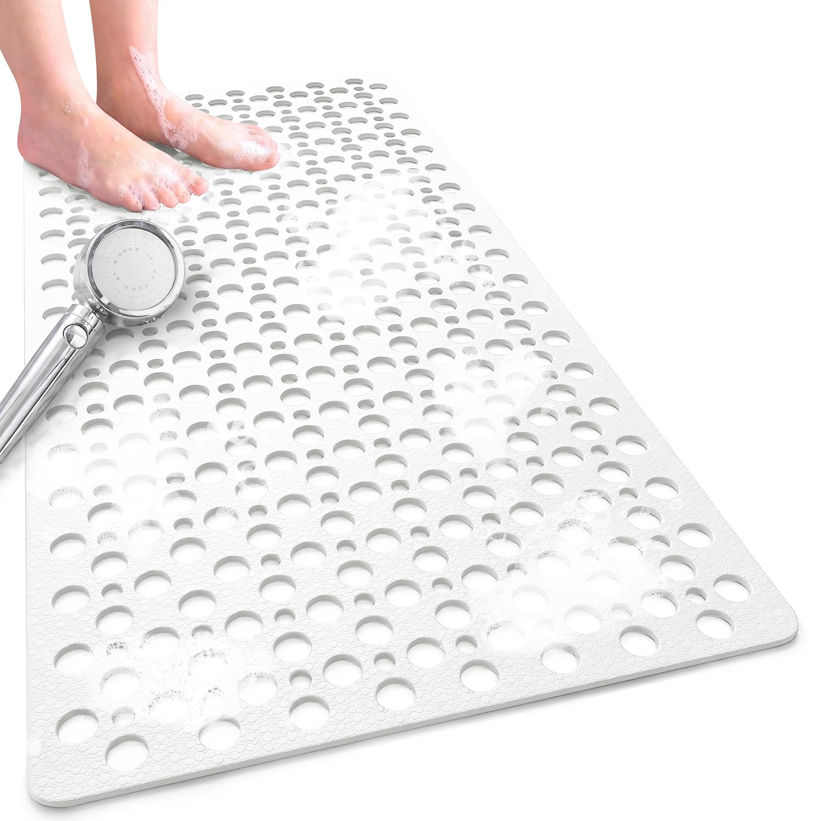Venuso Square Shower Mats Non Slip Anti Mould, 88 x 40 cm Rubber Anti Slip Bath Mat with Drain Holes, Machine Washable — image 1