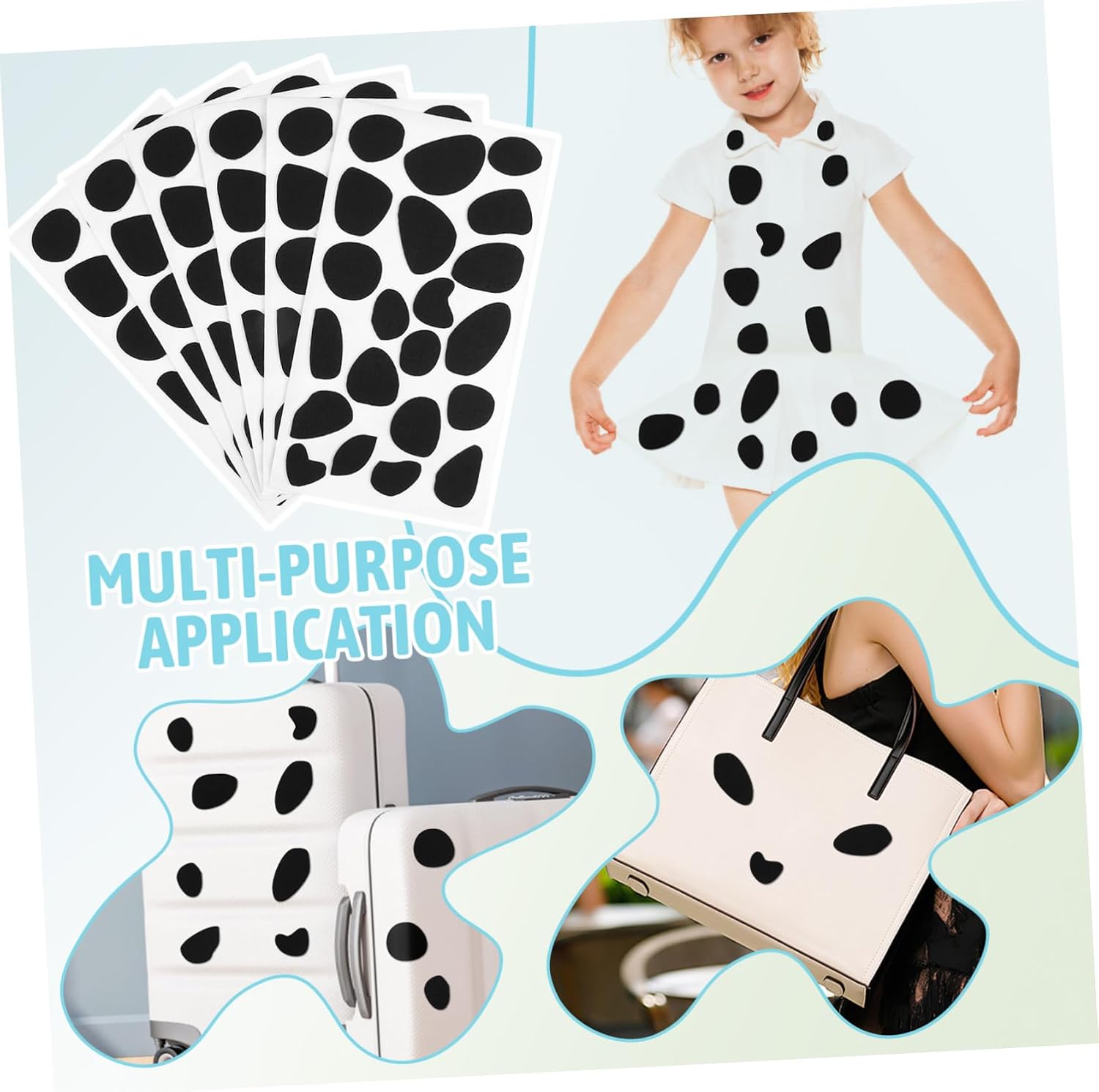 Gogogmee 6sheets Fabric Dalmatian Spot Stickers Felt Pads for DIY Decorations Clothing