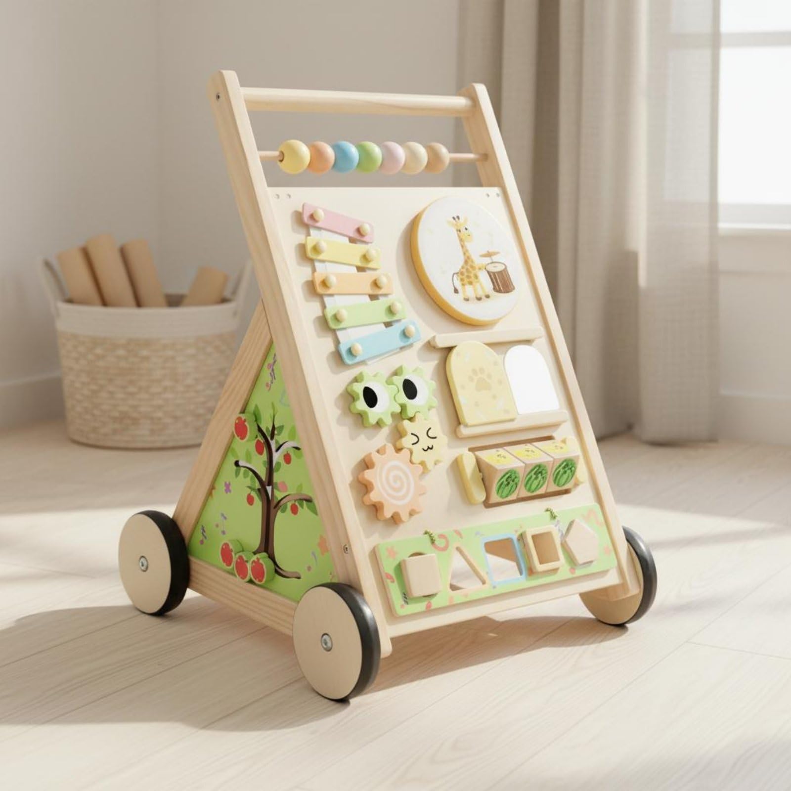 MagiDeal Carrello Bambini Giocattolo Attività Multifunzione Centro Interattivo Musica Spingibile con Xilofono Adatto a Apprendimento Infantile Gioco Domestico, Stile B